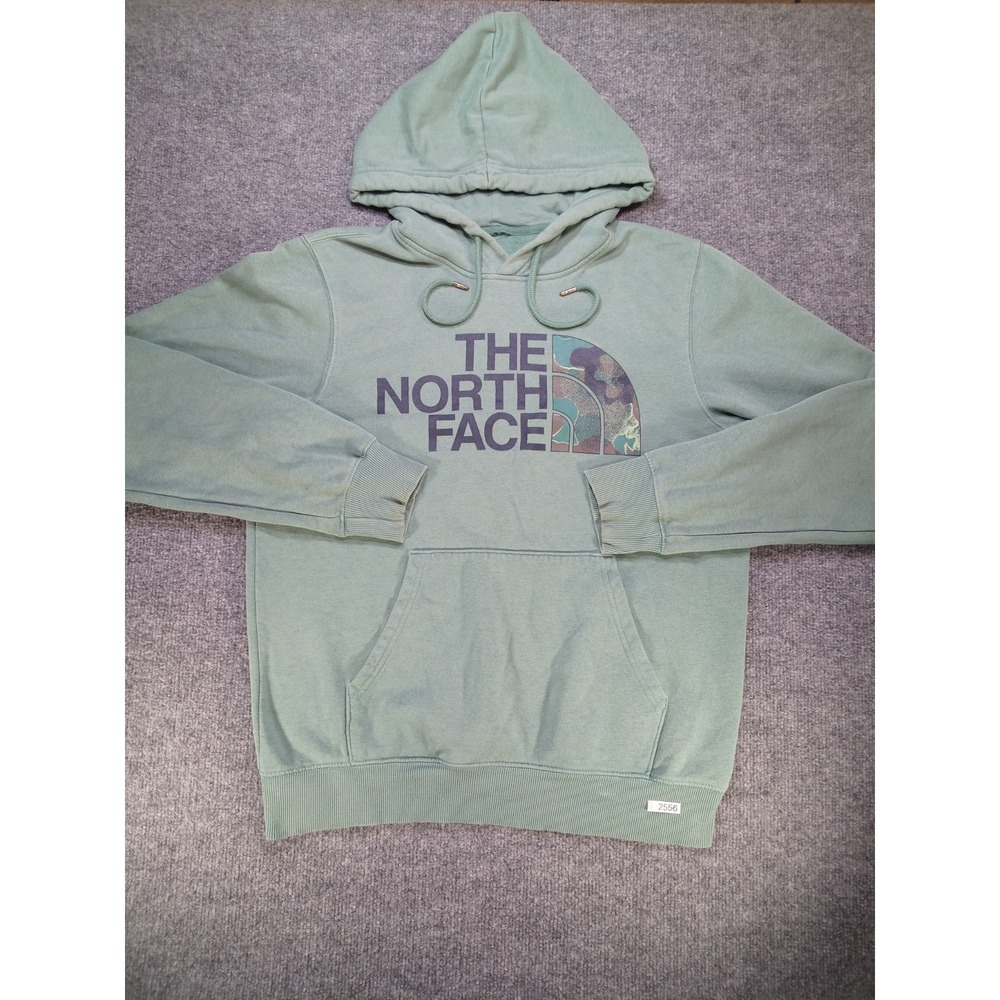 The North Face Mens Large Hoodie Green Camo Half Dome Logo Pullover Sweatshirt - Picture 1 of 2